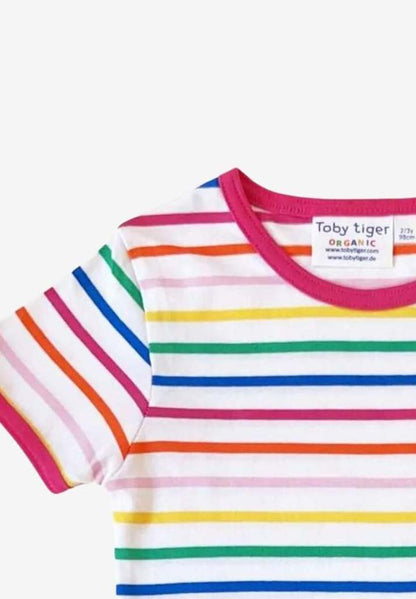 T-Shirt mit Pink Regenbogenstreifen aus Bio - Baumwolle - Toby Tiger GmbH