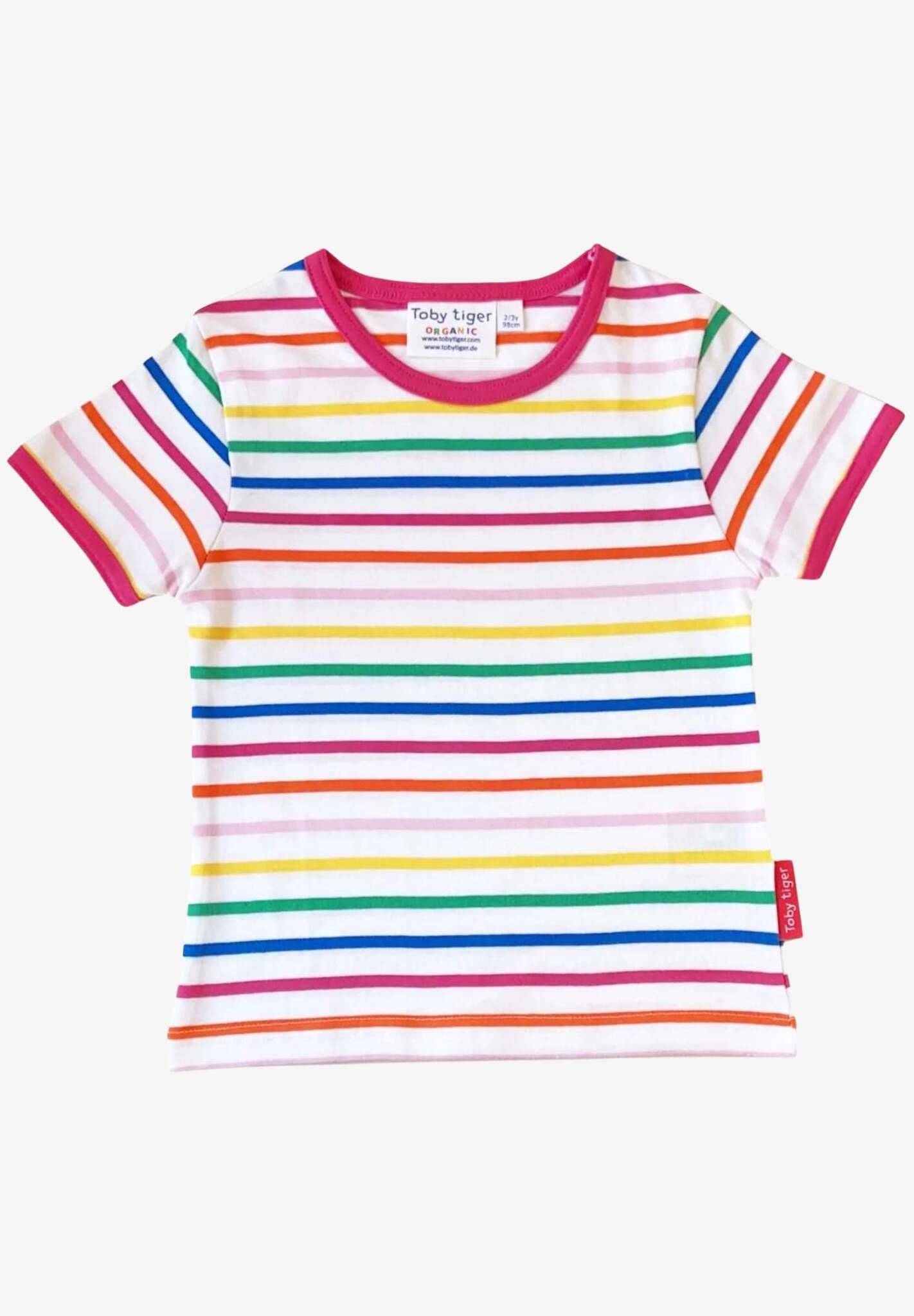 T-Shirt mit Pink Regenbogenstreifen aus Bio - Baumwolle - Toby Tiger GmbH