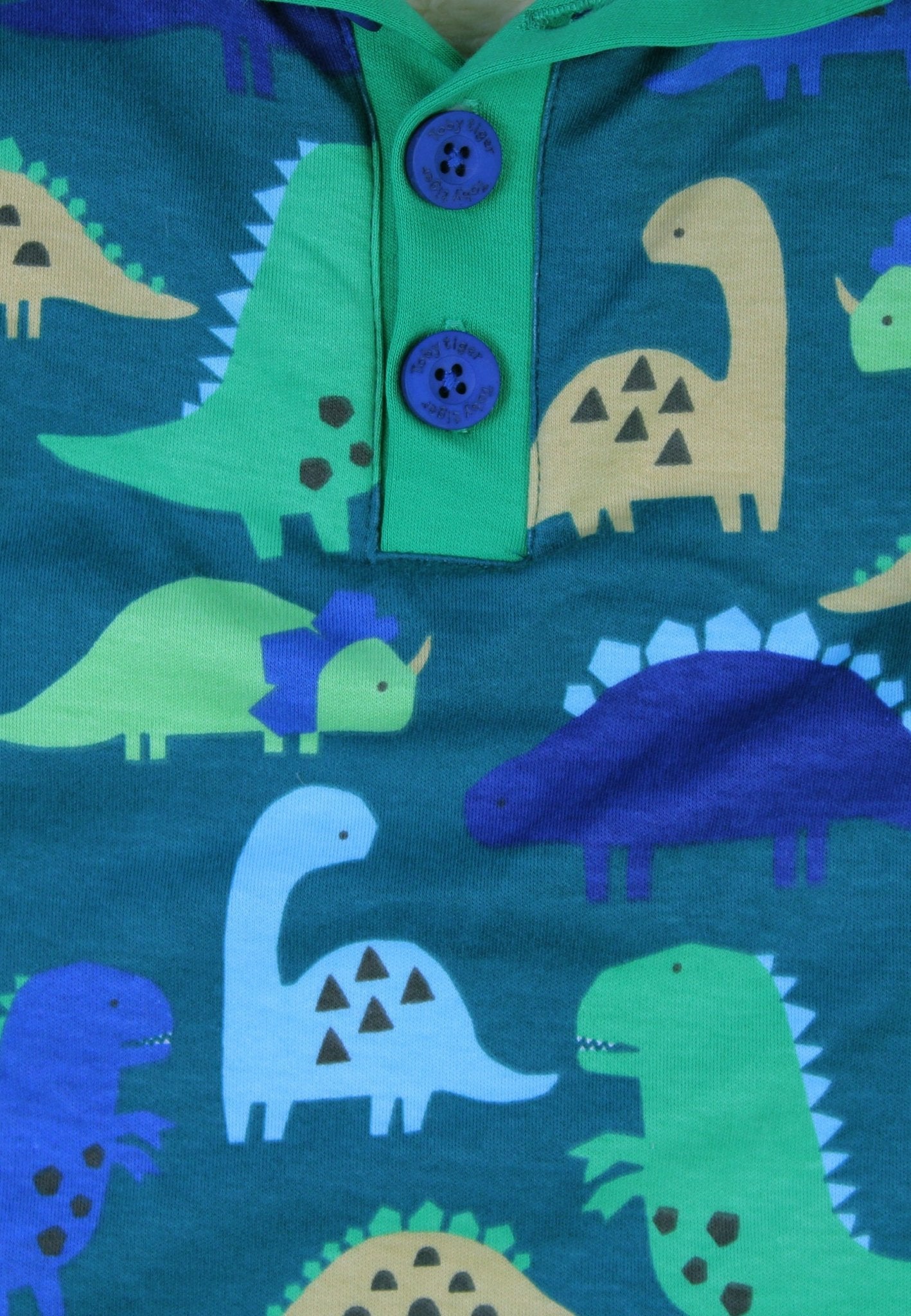 Bio - Baumwoll Kinder Fleece Sweatshirt mit Dinosaurier Ton - in - Ton Druck - Toby Tiger GmbH