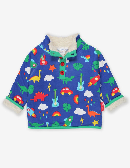 Sweatshirt mit Fleece Futter aus Bio Baumwolle mit Dino und Auto Print - Toby Tiger GmbH Retail