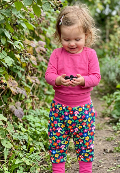 Bio-Baumwoll Kinder Schlupfhose mit Blumen-Druck