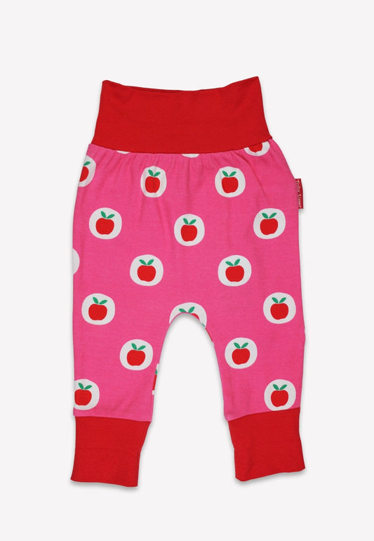 Bio-Baumwoll Kinder Schlupfhose, Pink mit Apfel-Druck