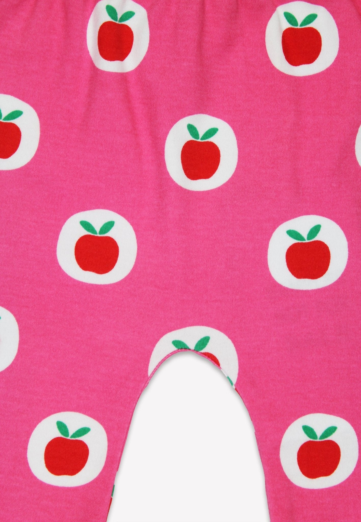 Bio-Baumwoll Kinder Schlupfhose, Pink mit Apfel-Druck