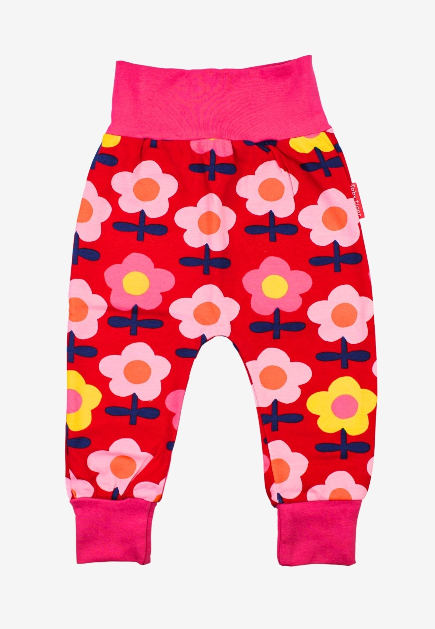 Bio - Baumwoll Kinder Schlupfhose mit Retro Blumen - Druck - Toby Tiger GmbH