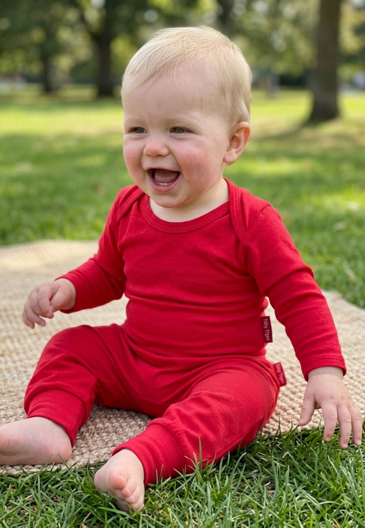 Organic Cotton Kids' Pull-On Pants in Red