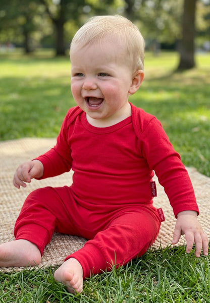 Organic Cotton Kids' Pull-On Pants in Red