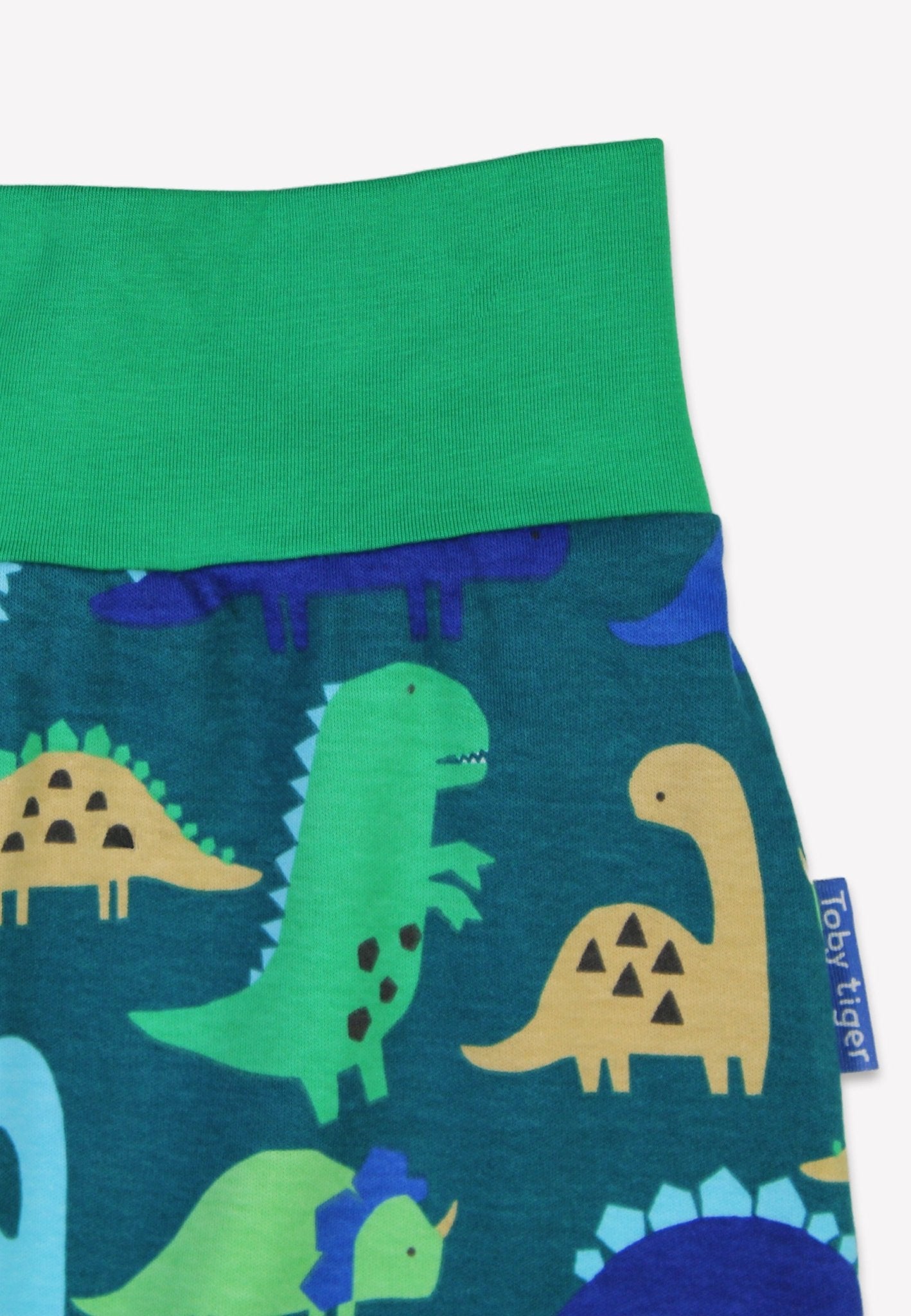 Bio - Baumwoll Kinder Schlupfhose mit Dinosaurier Ton - in - Ton Druck - Toby Tiger GmbH