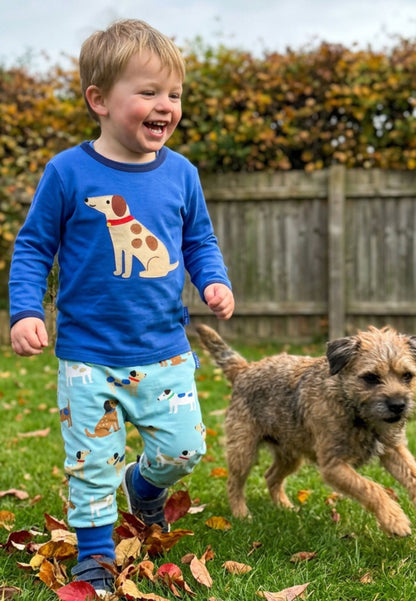 Bio-Baumwoll Kinder Schlupfhose mit Hunde-Druck