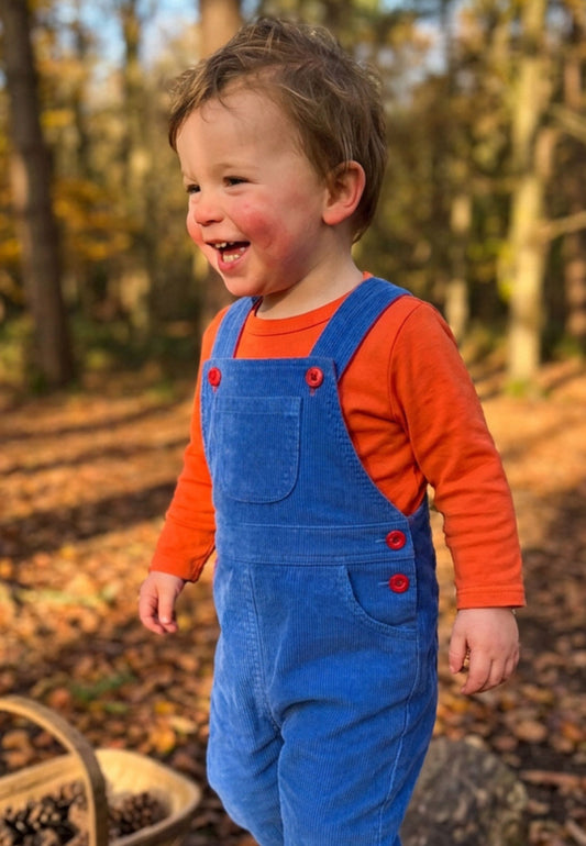 Bio-Baumwoll Kinder Cord-Latzhose in Blau