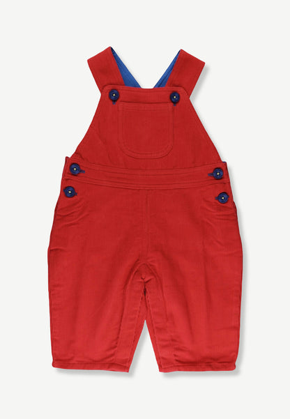 Red Organic Cotton Kids Corduroy Dungarees