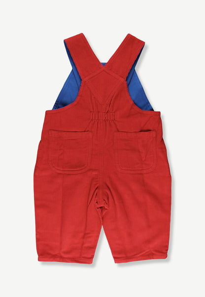 Red Organic Cotton Kids Corduroy Dungarees