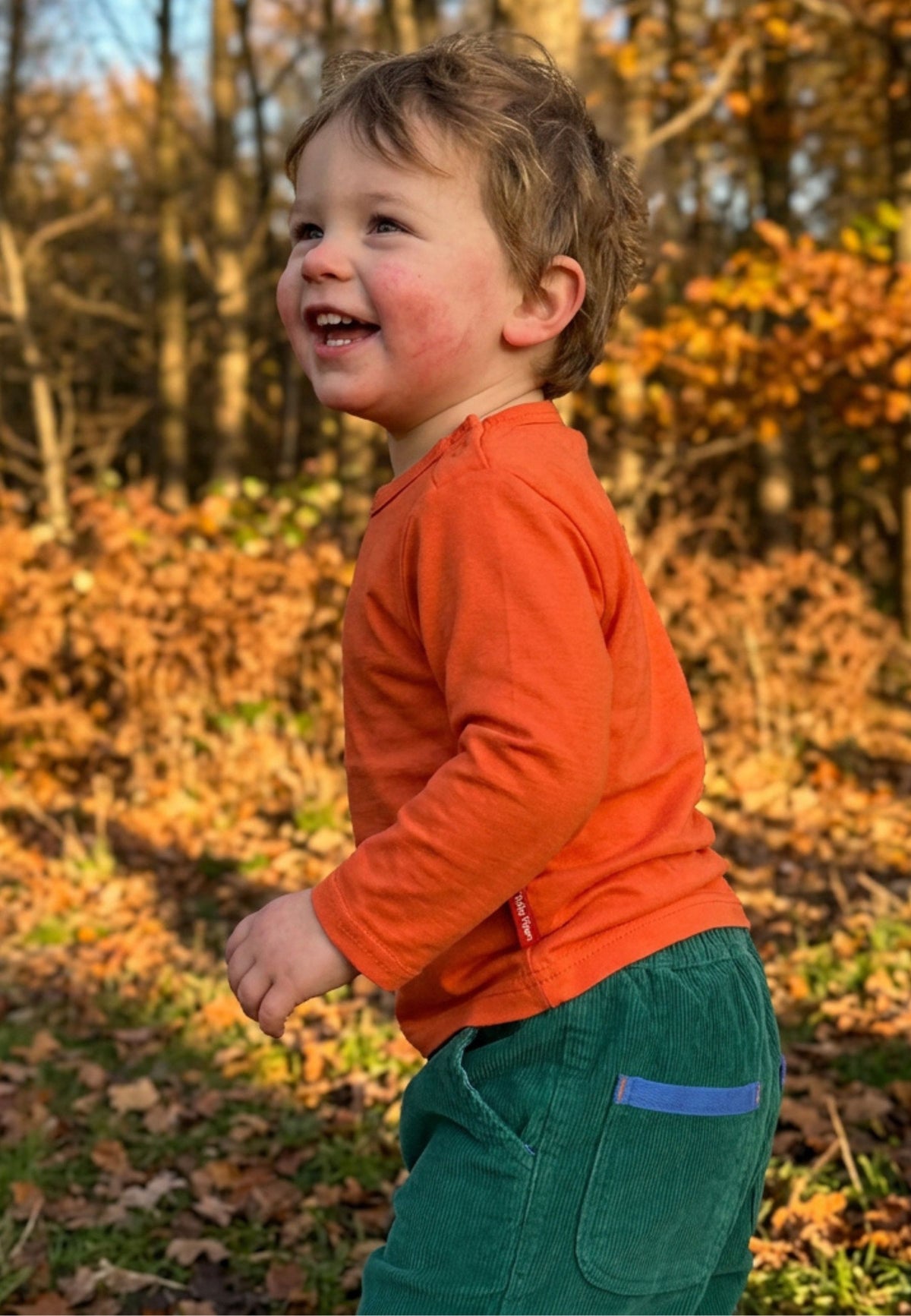 Organic Cotton Kids' Corduroy Trousers in Green