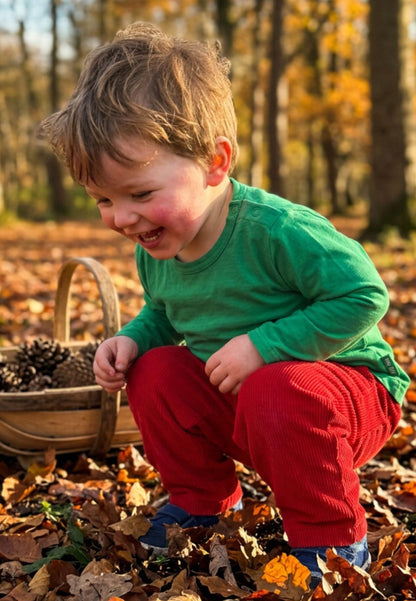 Organic Cotton Kids' Corduroy Trousers in Red