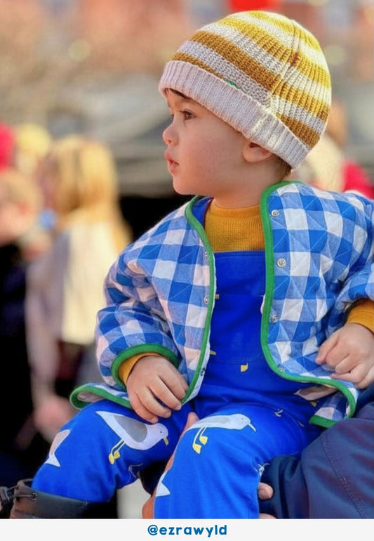 Bio - Baumwoll Kinder Jacke zum Wenden mit blauem großkarierten - Muster - Toby Tiger GmbH