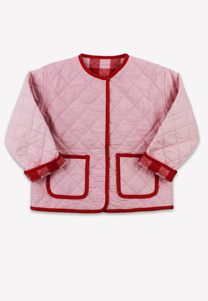 Bio - Baumwoll Kinder Jacke zum Wenden mit rotem großkarierten - Muster - Toby Tiger GmbH
