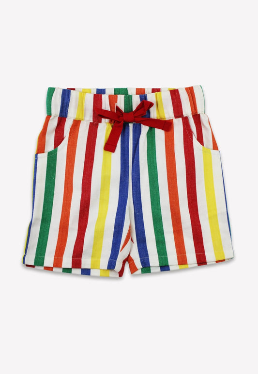 Bio - Baumwoll Kinder Shorts mit bunten Streifen - Toby Tiger GmbH