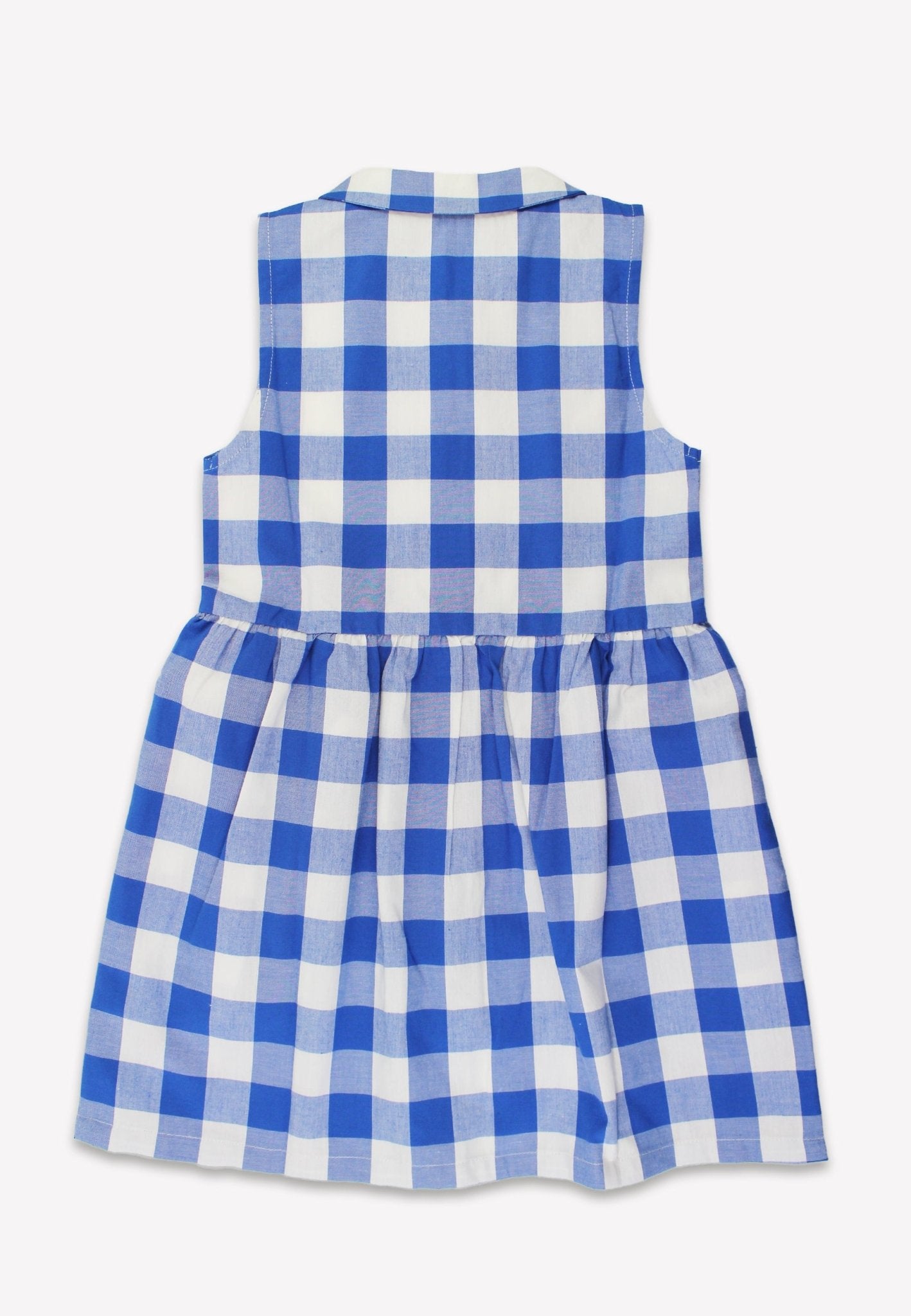 Bio - Baumwoll Kinder Kleid mit blauem großkarierten - Muster - Toby Tiger GmbH