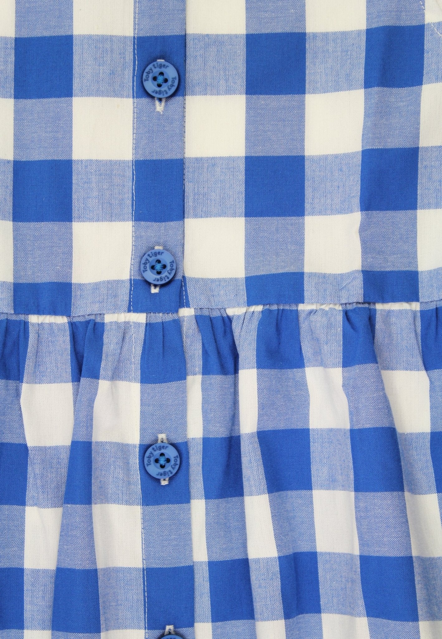 Bio - Baumwoll Kinder Kleid mit blauem großkarierten - Muster - Toby Tiger GmbH