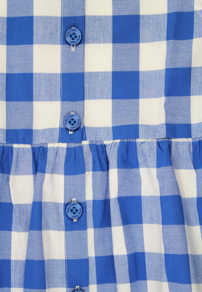 Bio - Baumwoll Kinder Kleid mit blauem großkarierten - Muster - Toby Tiger GmbH