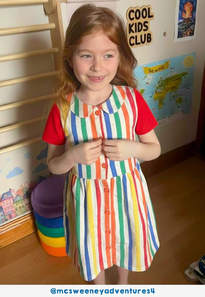 Bio - Baumwoll Kinder Kleid mit bunten Streifen - Toby Tiger GmbH
