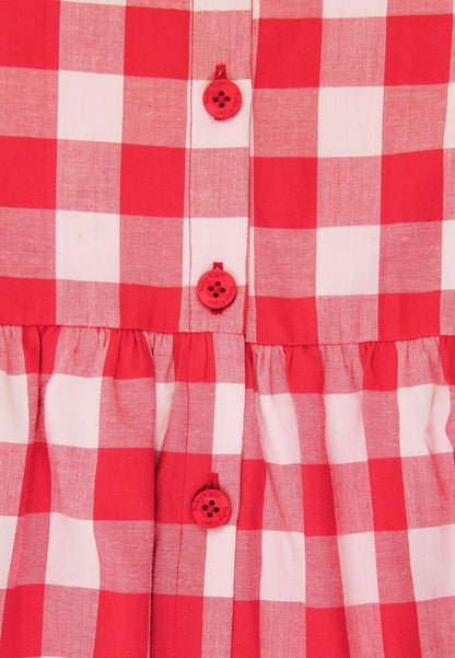 Bio - Baumwoll Kinder Kleid mit rotem großkarierten - Muster - Toby Tiger GmbH