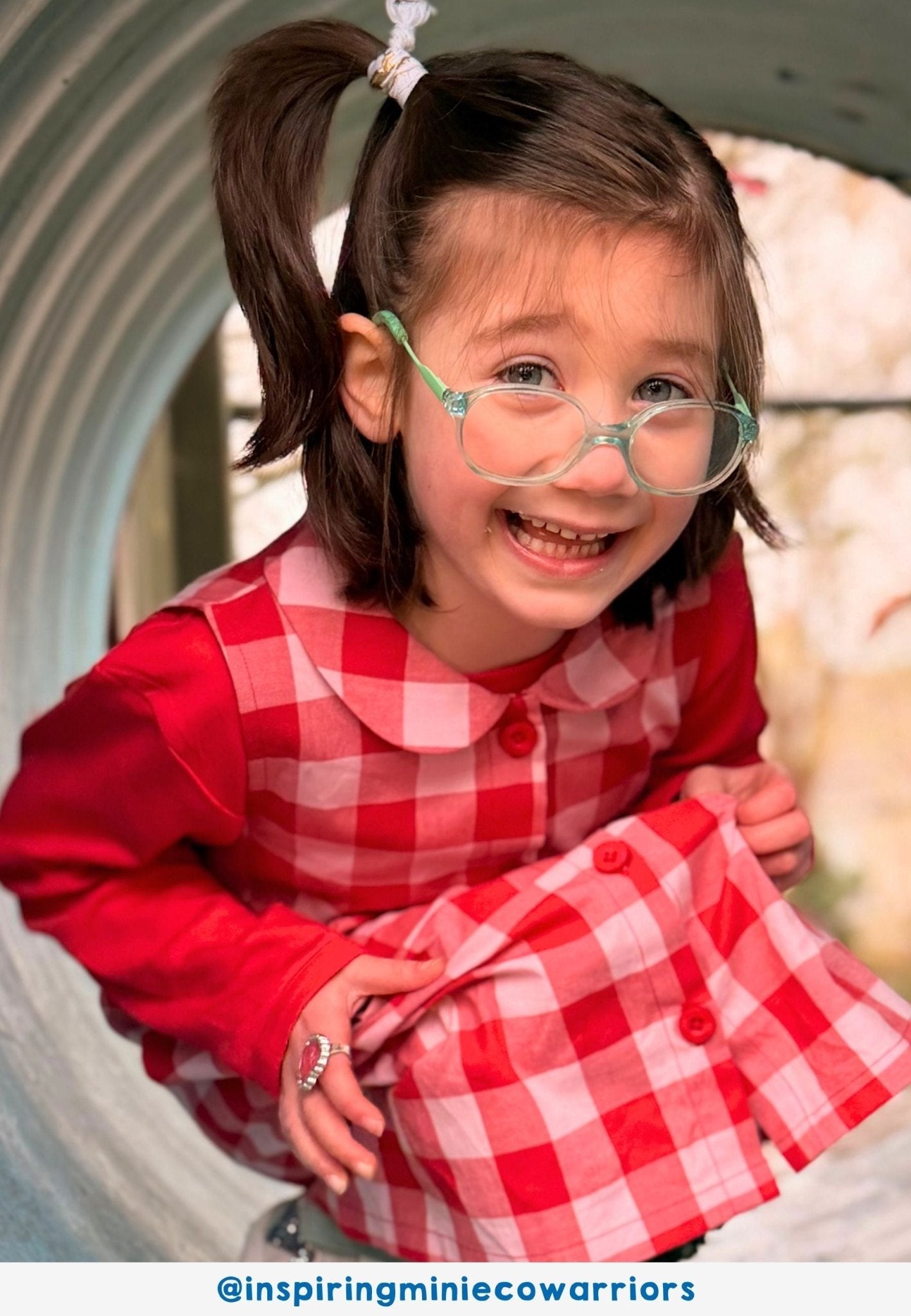 Bio - Baumwoll Kinder Kleid mit rotem großkarierten - Muster - Toby Tiger GmbH