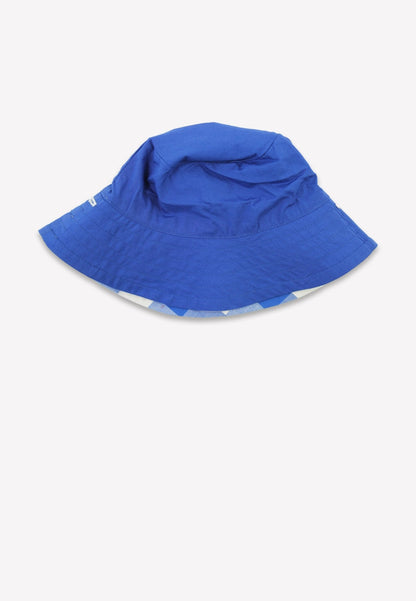 Kinder Sonnenhut zum Wenden mit blauem großkarierten - Muster - Toby Tiger GmbH
