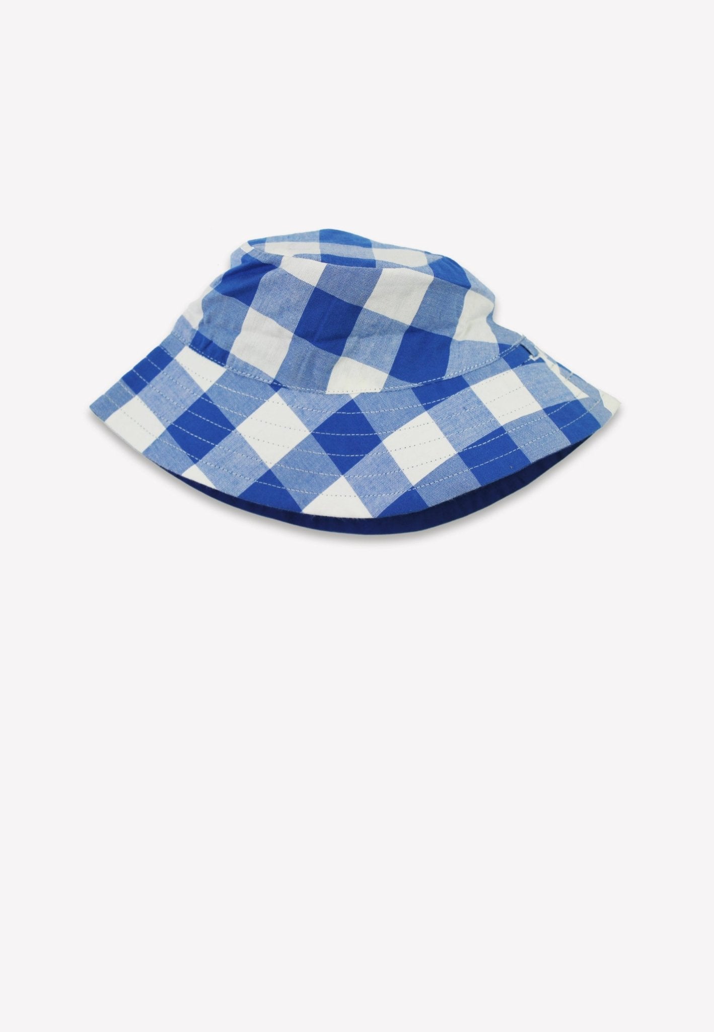 Kinder Sonnenhut zum Wenden mit blauem großkarierten - Muster - Toby Tiger GmbH