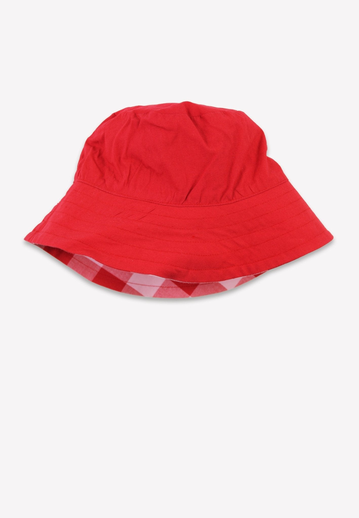 Kinder Sonnenhut zum Wenden mit rotem großkarierten - Muster - Toby Tiger GmbH