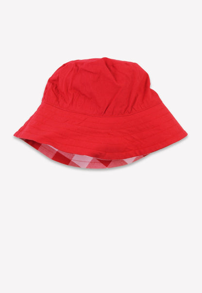 Kinder Sonnenhut zum Wenden mit rotem großkarierten - Muster - Toby Tiger GmbH