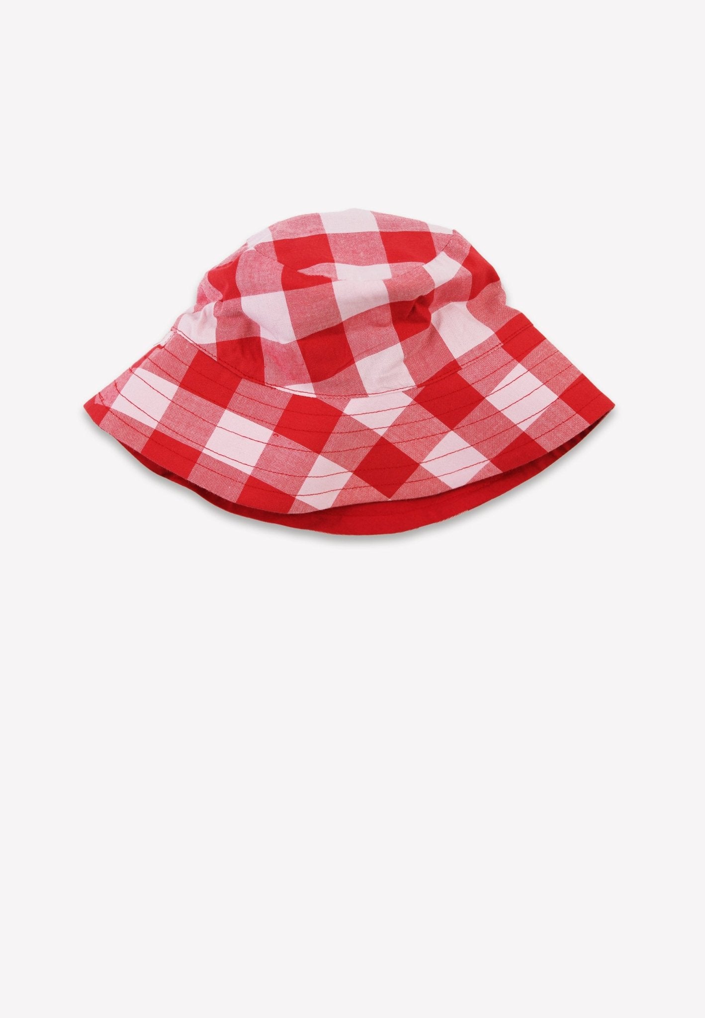Kinder Sonnenhut zum Wenden mit rotem großkarierten - Muster - Toby Tiger GmbH