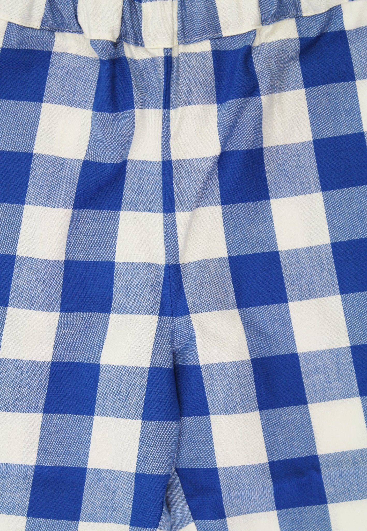 Bio - Baumwoll Kinder Hose mit blauem großkarierten - Muster - Toby Tiger GmbH