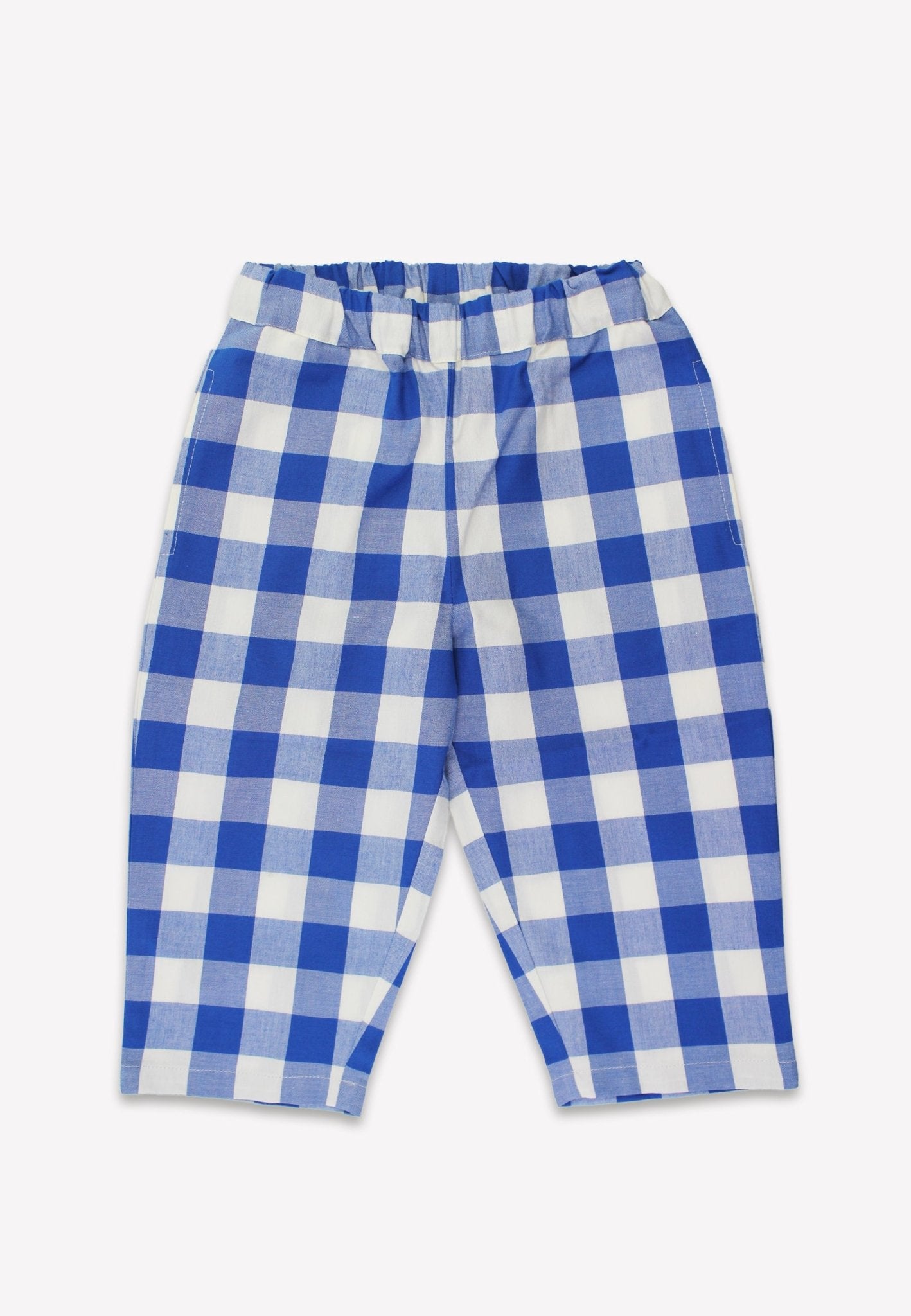 Bio - Baumwoll Kinder Hose mit blauem großkarierten - Muster - Toby Tiger GmbH