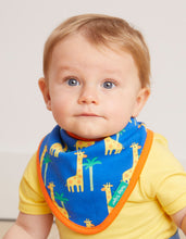 Load image into Gallery viewer, Triangular scarf, bib made from organic cotton with giraffe print
