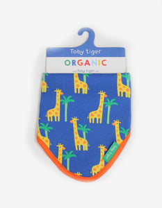Triangular scarf, bib made from organic cotton with giraffe print