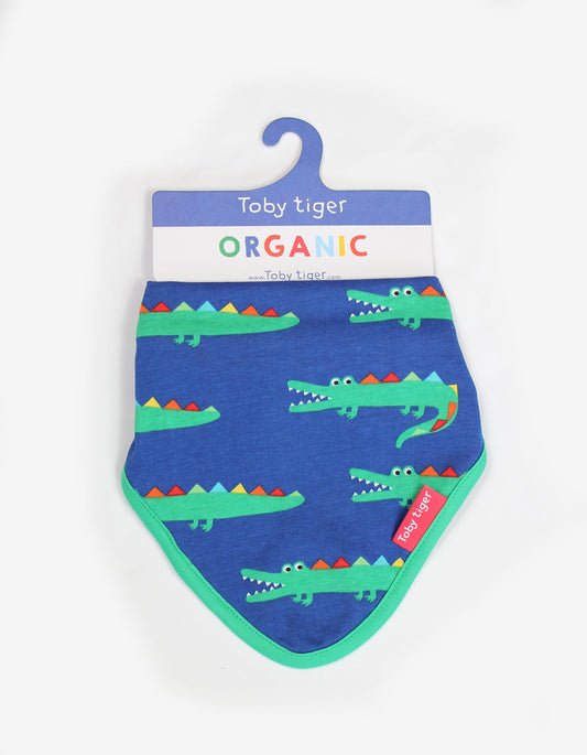 Triangular scarf, bib made from organic cotton with crocodile print