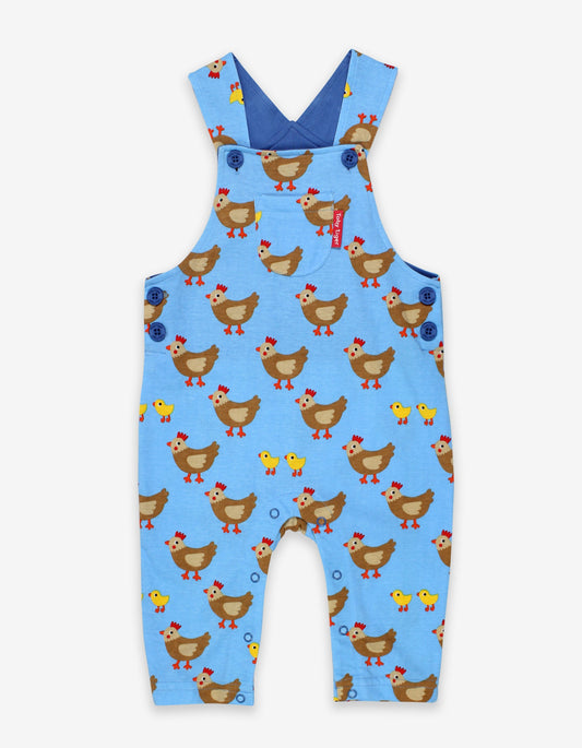 Dungarees, chickens and chicks applique