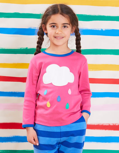Long-sleeved shirt with cloud appliqué made from organic cotton