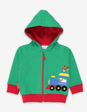 Load image into Gallery viewer, Organic Animal Train Applique Hoodie
