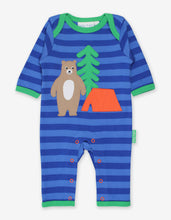 Load image into Gallery viewer, Organic Camping Bear Applique Sleepsuit
