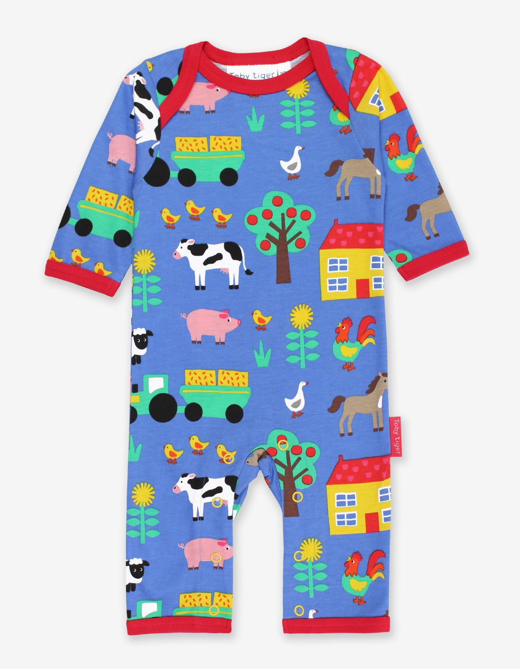 Schlafanzug aus Bio Baumwolle mit Bauernhof Print