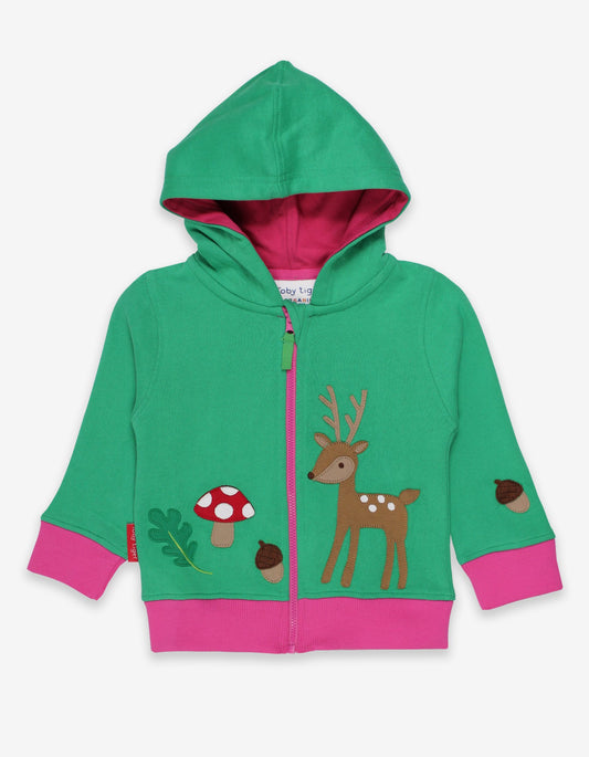 Organic hoodie with fawn appliqué