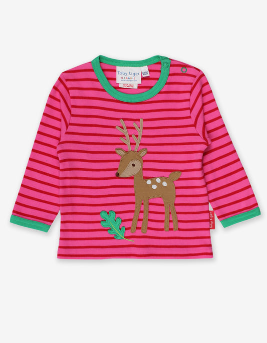 Long-sleeved shirt made of organic cotton with fawn appliqué