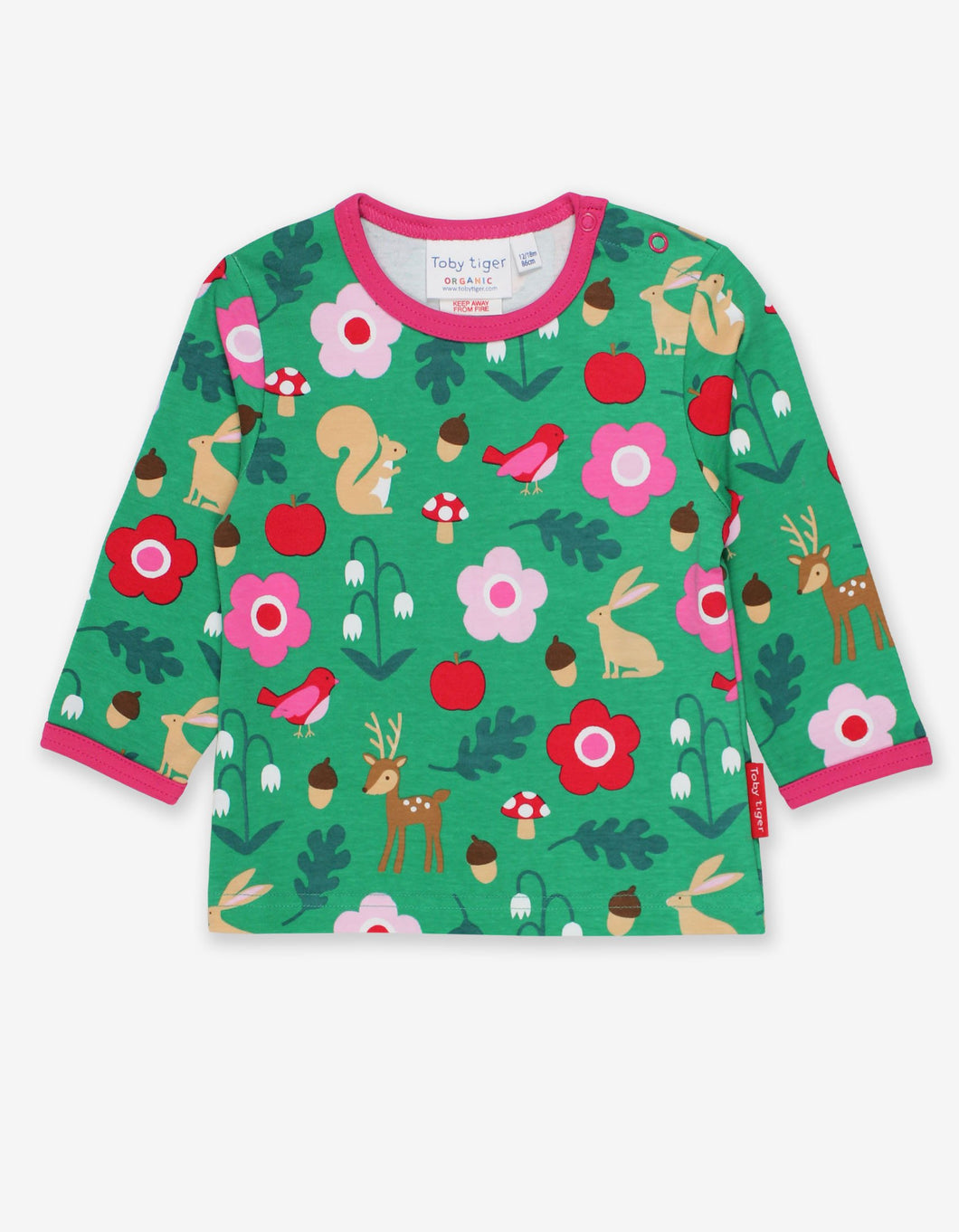 Long-sleeved shirt with forest print made from organic cotton
