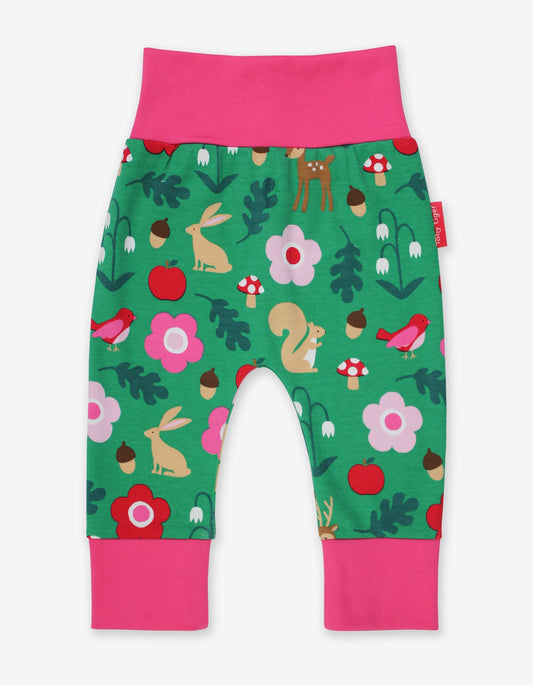 Baby trousers with a forest print made from organic cotton