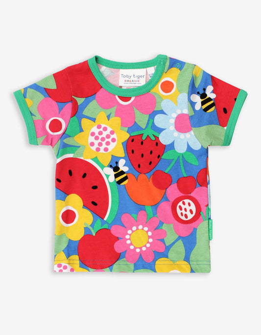 T-Shirt flowers and fruits print, organic cotton