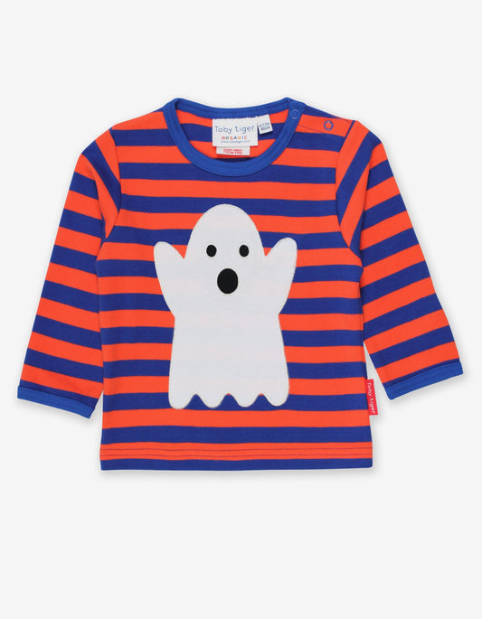 Long-sleeved shirt with Halloween appliqué made from organic cotton