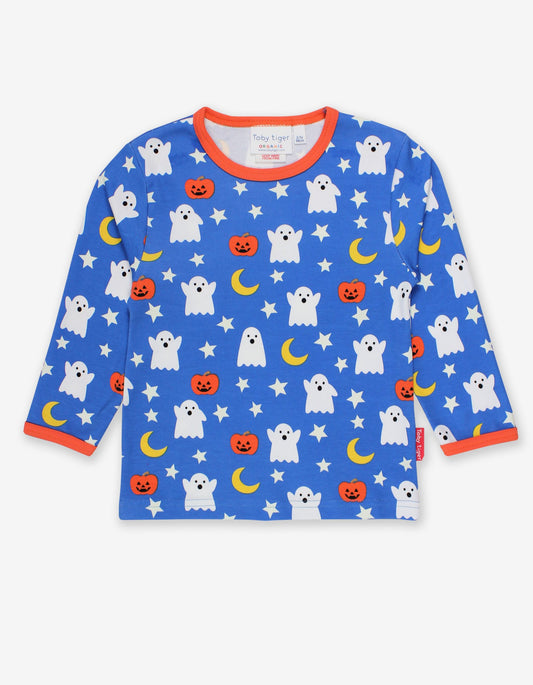 Long-sleeved shirt with Halloween motif made from organic cotton