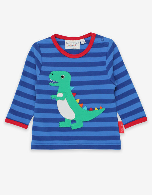 Organic cotton long-sleeved shirt with Happy Green T-REX appliqué