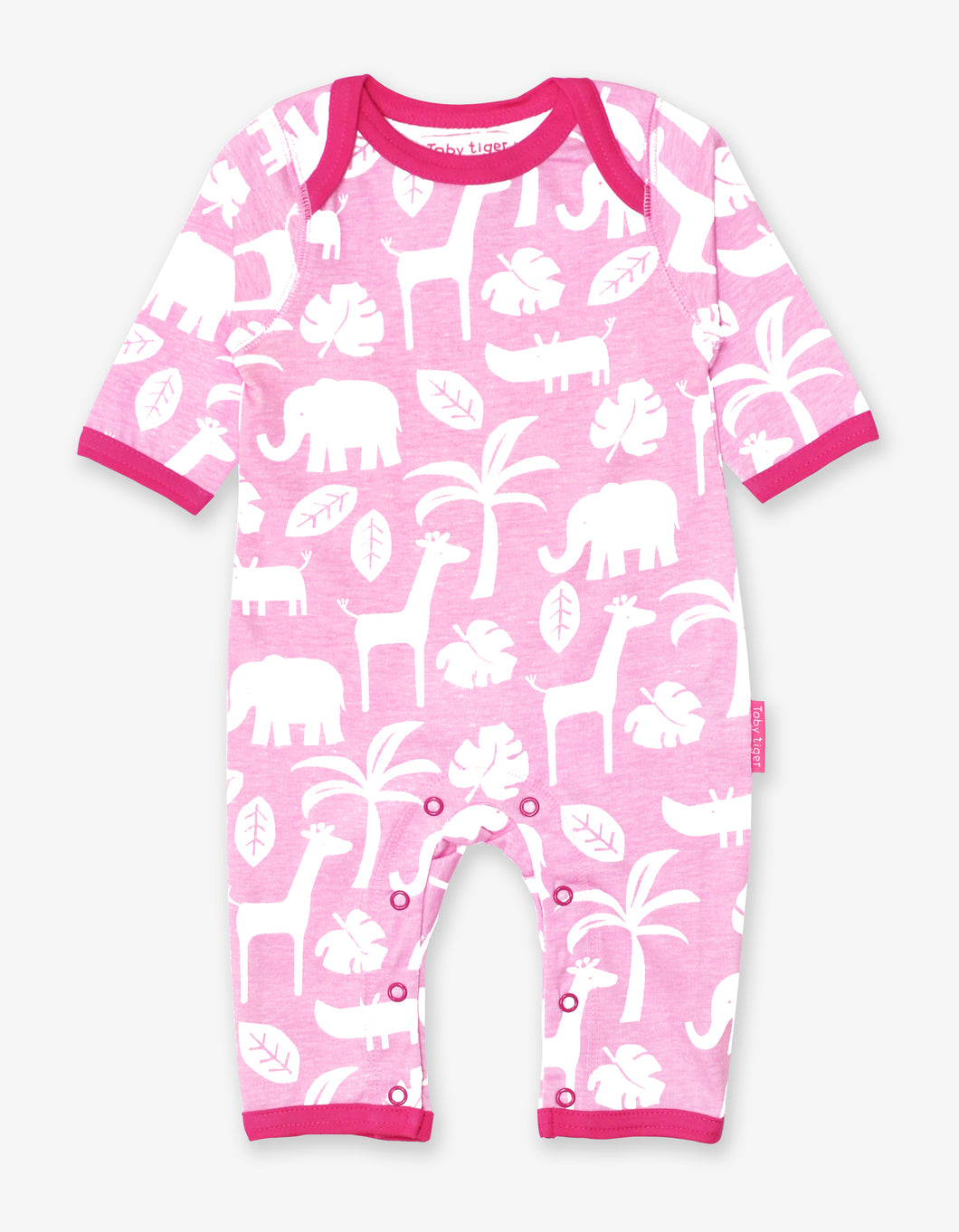 Organic Pink Jungle Print Sleepsuit